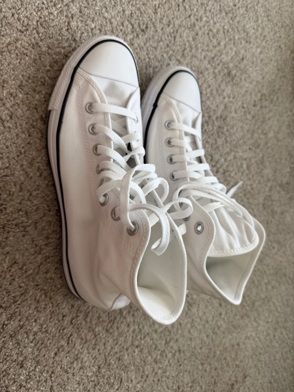Custom Chuck Taylor All Star — White, Black, Size 8.5 WIDE